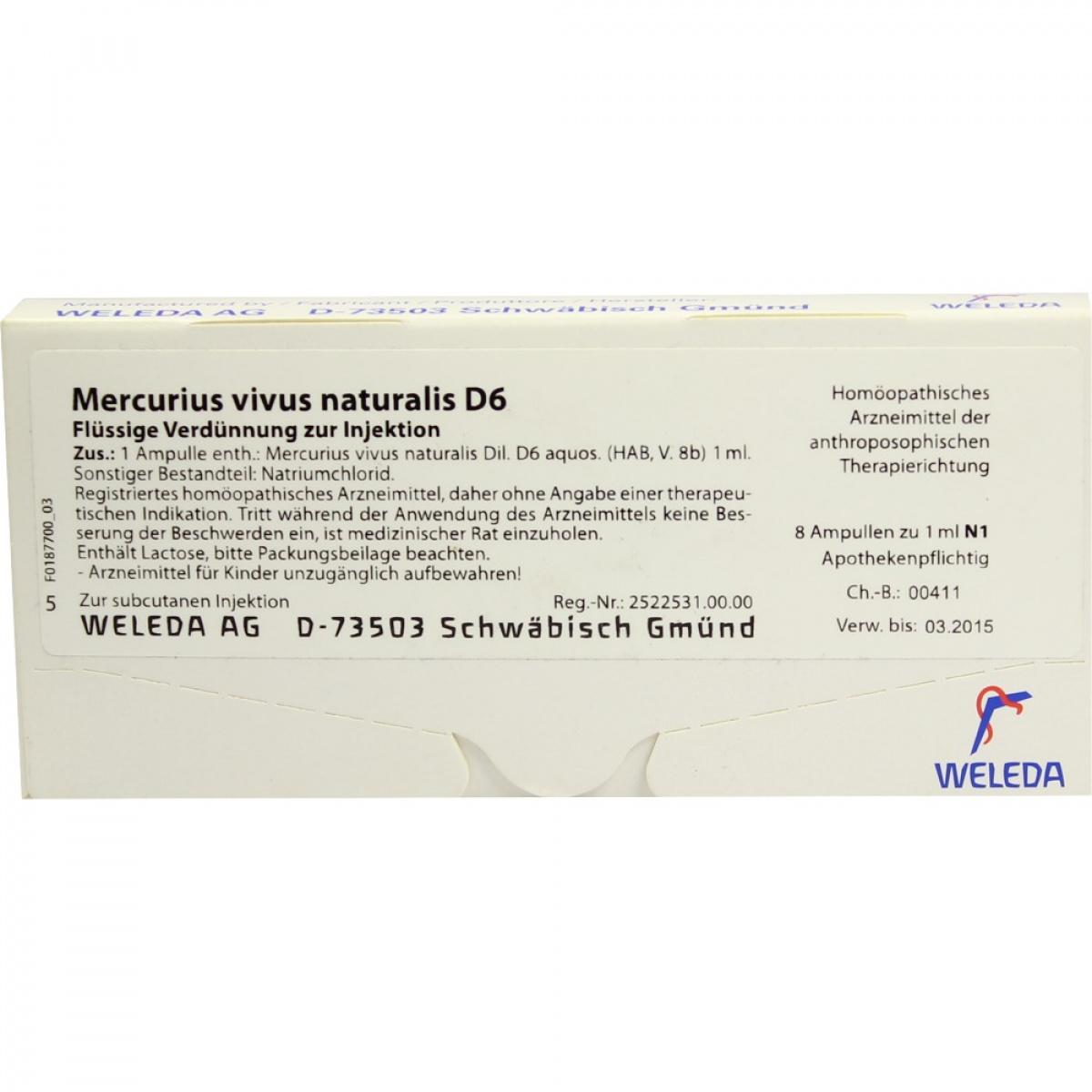 MERCURIUS VIVUS Nat D6 8x1 Ml Fiale Erbofarma Farmaci Generici